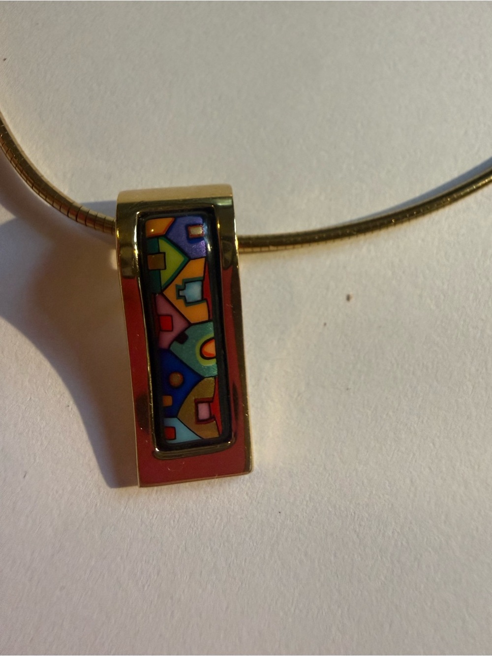 FREYWILLE Hundertwasser Street Rivers Fire Enamel Wave Necklace 16”